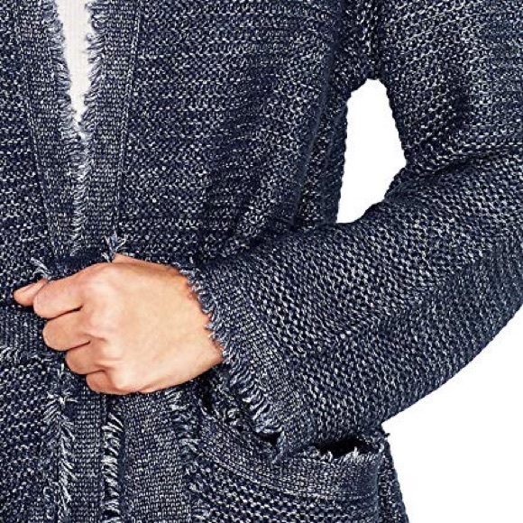 NWT Zara Navy Blue Shimmer Knit Sweater Coat - Picture 5 of 5